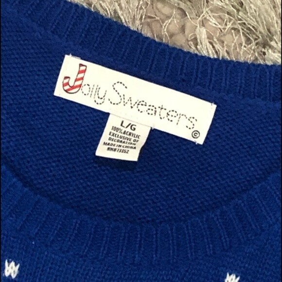 Jolly Sweaters Ugly Christmas Sweater Mens XL Holiday Snowman Beer Blue - Picture 4 of 8